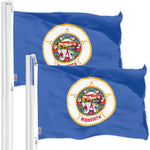 Load image into Gallery viewer, G128 2 Pack: Minnesota MN State Flag  3x5 Ft  Printed 150D Polyester  Indoor/Outdoor, Vibrant Colors, Brass Grommets, Quality Polyester, Much Thicker More Durable Than 100D 75D Polyester