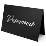 Load image into Gallery viewer, 10 Pack Black Reserved Table Signs for Wedding Silver Foil Reserved Seating Signs for Wedding Chairs Church Pews Double Sided Cardstock Reserved Signs for Tables Table Tent Reservation Cards