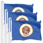 Load image into Gallery viewer, G128 3 Pack: Minnesota MN State Flag  3x5 Ft  LiteWeave Pro Series Printed 150D Polyester  Indoor/Outdoor, Vibrant Colors, Brass Grommets, Thicker and More Durable Than 100D 75D Polyester