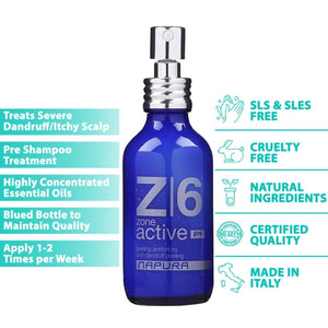 Z6 Anti Dandruff Dry Scalp Serum for Itchy Sensitive and Irritated Scalp Intensive Dandruff Peeling Treatment (1.69 fl oz) for Women and Men with Salicylic Acid Zinc Tea Tree Oil by