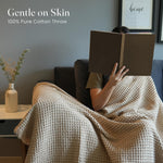 Load image into Gallery viewer, The Fine Living Co. 100% Cotton Waffle Weave Throw Blanket Lightweight Soft and Breathable Throw Blanket for All Season Skin Friendly Blanket for Couch Bed Sofa  50”x70” inches Sand
