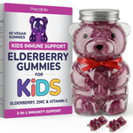 Load image into Gallery viewer, Elderberry Gummies for Kids 3 in 1 Immune Support with Zinc Vitamin C 60 Count Kids Elderberry Gummies for Daily Immunity Vegan Formula for Strong Immune Health