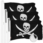 Load image into Gallery viewer, 3 Pack Pirate Jolly Roger Swords Flag 16x24 In Embroidered 300D Polyester
