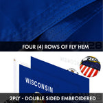 Load image into Gallery viewer, G128 Combo Pack: USA American Flag 3x5 Ft Embroidered Stars &amp; Wisconsin State Flag 3x5 Ft Embroidered Double Sided 2ply