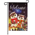 Load image into Gallery viewer, G128 Garden Flag Welcome Cozy Owls with Scarves  12x18 Inch  Printed Blockout Polyester  Christmas Decoration