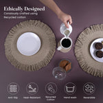 Load image into Gallery viewer, The Fine Living Co. Braided Cotton Placemats (Set of 6 15 Inches) with 6 Free Coasters Washable Anti Slip Heat Resistant Mats Boho Woven Round Table Mats for House Decor Kitchen and Dining
