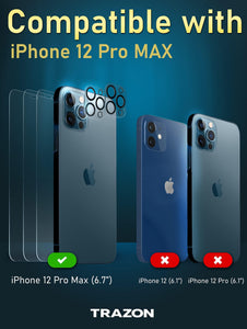 3 Pack Screen Protector and 2 Pack Camera Lens Protector for Iphone 12 Pro Max