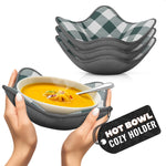 Load image into Gallery viewer, 4 Pcs Microwave Bowl Cozy Holders (Gray &amp; White Checkered) – Heat Resistant Microwave Bowl Holders for Hot Food Protect Hands from Hot Dishes – Soft Fabric for Safe &amp; Convenient Use in the Kitchen
