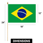 Load image into Gallery viewer, G128 30 Pack Handheld Brazil Brazilian Stick Flags  12x18 In  Printed 150D Polyester, Country Flag, Solid Wooden Stick, Spear Gold Tip