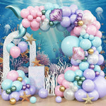 Load image into Gallery viewer, Mermaid Balloon Garland Arch Kit Under the Sea Party Decorations with Pastel Pink Blue Purple Gold Balloons Shell &amp; Tail Foil Balloons Ocean Theme Birthday Baby Shower Décor