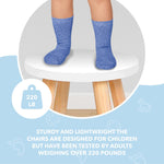 Load image into Gallery viewer, Wooden Step Stool for Kids and Toddlers Set of 2 White Extendable Legs Kids Chair Sensory Table Stool Children&#39;s Round Sitting Stool with Leveling Feet and Anti Slip Pads

