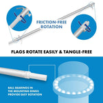 Load image into Gallery viewer, G128 Combo Pack: 6 Ft Tangle Free Aluminum Spinning Flagpole (Silver) &amp; Kurdistan Region Flag 3x5 Ft, LiteWeave Pro Series Printed 150D Polyester  Pole with Flag Included