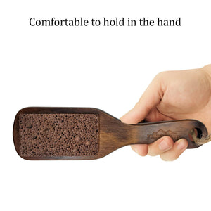 Pumice Stone Foot Brush Scrubber Wooden Pedicure Foot File with Handle for Dry Dead Skin Corn & Callus Remover for Feet Foot Scraper Exfoliating Brush for Heels Elbows Hands