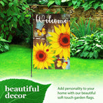 Load image into Gallery viewer, G128 Combo Pack: Garden Flag Stand Black 36 in x 16 in &amp; Garden Flag Summer Decoration Welcome Sunflowers and Butterflies 12x18 DoubleSided Blockout Fabric