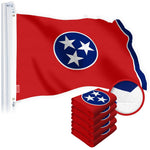 Load image into Gallery viewer, G128 5 Pack: Tennessee TN State Flag  2x3 Ft  StormFlyer Series Embroidered 220GSM Spun Polyester  Embroidered Design, Indoor/Outdoor, Brass Grommets, Heavy Duty, All Weather