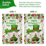 Load image into Gallery viewer, G128 Combo Pack: Garden Flag Stand Black 36 in x 16 in &amp; Garden Flag Happy St. Patrick's Day Decoration Decoration Leprechaun Gnome 12x18 DoubleSided Blockout Fabric