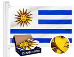 Load image into Gallery viewer, G128 Uruguay (Uruguayan) Flag  3x5 feet  Double Sided Embroidered 210D Indoor/Outdoor, Brass Grommets, Heavy Duty Polyester