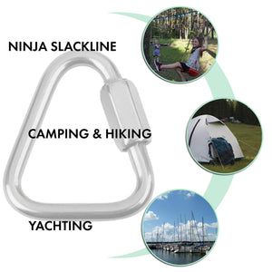 Set of 5 Carabiners for Ninja Slackline. Triangle Shaped Quick Links for Ninja Slackline. Large 5 16  (M8 80mm)