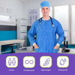 Load image into Gallery viewer, Disposable Lab Coats for Adults Medium Size Blue Medical Clothing 10 Pack