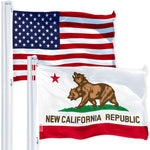 Load image into Gallery viewer, G128 Combo Pack: USA American Flag 3x5 Ft 150D Printed Stars &amp; New California Republic State Flag 3x5 Ft 150D Printed