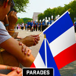 Load image into Gallery viewer, G128 24 Pack Handheld France French Stick Flags  12x18 In  Printed 150D Polyester, Country Flag, Solid Wooden Stick, Spear Gold Tip