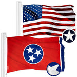 Load image into Gallery viewer, G128 Combo Pack: American USA Flag 2x3 Ft &amp; Tennessee TN State Flag 2x3 Ft  Both ToughWeave Series Embroidered Polyester, Embroidered Design, Indoor/Outdoor, Brass Grommets