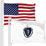 Load image into Gallery viewer, G128 Combo Pack: American USA Flag 3x5 Ft &amp; Massachusetts Flag 3x5 Ft, Both Printed 150D Polyester, Indoor/Outdoor, Brass Grommets