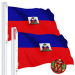Load image into Gallery viewer, G128 2 Pack: Haiti Haitian Flag  6x10 Ft  StormFlyer Series Embroidered 220GSM Spun Polyester  Country Flag, Embroidered Design, Indoor/Outdoor, Brass Grommets, Heavy Duty, All Weather