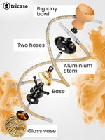 Load image into Gallery viewer, Gold Hookah set with everything   Hookah Set 2 Hose Hookah – LilOne