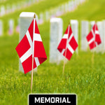 Load image into Gallery viewer, G128 24 Pack Handheld Denmark Danish Stick Flags  12x18 In  Printed 150D Polyester, Country Flag, Solid Wooden Stick, Spear Gold Tip