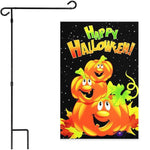 Load image into Gallery viewer, G128 Combo Pack: Garden Flag Stand Black 36x16 Inch &amp; Garden Flag Happy Halloween Three Pumpkins 12x18 Inch