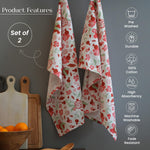 Load image into Gallery viewer, The Fine Living Co. 100% Cotton Kitchen Towels Set of 2 18 x 28 inches Pomegranate Printed Dish Towels Hand Towels Boho Tea Towels Multifunctional Stylish Absorbent Quick Dry Soft
