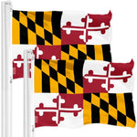 Load image into Gallery viewer, G128 2 Pack: Maryland MD State Flag  3x5 Ft  Printed 150D Polyester  Indoor/Outdoor, Vibrant Colors, Brass Grommets, Quality Polyester, Much Thicker More Durable Than 100D 75D Polyester