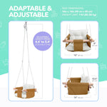 Load image into Gallery viewer, Ocher Canvas Baby Swing Chair Wooden Hanging Seat with Safety Belt Durable and Comfortable for Kids Indoor and Outdoor Use Mounting Hardware Included Ocher