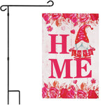 Load image into Gallery viewer, G128 Combo Pack: Garden Flag Stand Black 36 in x 16 in &amp; Garden Flag Happy Valentine's Day Decoration Gnome Holding Love Sign 12x18 DoubleSided Blockout Fabric