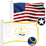 Load image into Gallery viewer, G128 Combo Pack: American USA Flag 2x3 Ft &amp; Rhode Island RI State Flag 2x3 Ft  Both ToughWeave Series Embroidered Polyester, Embroidered Design, Indoor/Outdoor, Brass Grommets