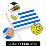 Load image into Gallery viewer, G128 24 Pack Handheld Uruguay Uruguayan Stick Flags  12x18 In  Printed 150D Polyester, Country Flag, Solid Wooden Stick, Spear Gold Tip
