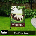 Load image into Gallery viewer, G128 Combo Pack: Garden Flag Stand Black 36x16 Inch &amp; Garden Flag Welcome Sleeping Puppy 12x18 Inch