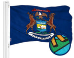 Load image into Gallery viewer, G128 Michigan State Flag  3x5 Ft  ToughWeave Series Embroidered 300D Polyester  Embroidered Design, Indoor/Outdoor, Brass Grommets