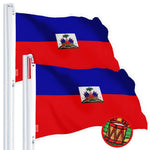 Load image into Gallery viewer, G128 2 Pack: Haiti Haitian Flag  2.5x4 Ft  StormFlyer Series Embroidered 220GSM Spun Polyester  Country Flag, Embroidered Design, Indoor/Outdoor, Brass Grommets, Heavy Duty, All Weather
