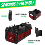 Load image into Gallery viewer, Trunk Organizer with Covering Net Attachable Non Slip Pads and Stainless Hooks Red Black
