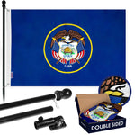 Load image into Gallery viewer, G128  6 Feet Tangle Free Spinning Flagpole (Black) Utah Double Sided Brass Grommets Embroidered 3x5 ft (Flag Included) Aluminum Flag Pole