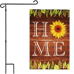 Load image into Gallery viewer, G128 Combo Pack: Garden Flag Stand Black 36 in x 16 in &amp; Garden Flag Everyday Decoration Home Sunflower on Rustic Wood 12x18 DoubleSided Blockout Fabric
