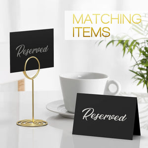 10 Pack Black Reserved Table Signs for Wedding Silver Foil Reserved Seating Signs for Wedding Chairs Church Pews Double Sided Cardstock Reserved Signs for Tables Table Tent Reservation Cards