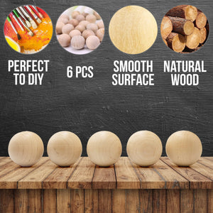 6 Pieces Wooden Balls for Crafts 35 mm Diameter Mini Round Wooden Balls for DIY