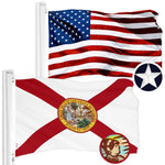 Load image into Gallery viewer, G128 Combo Pack: American USA Flag 2x3 Ft &amp; Florida FL State Flag 2x3 Ft  Both ToughWeave Series Embroidered 210D Polyester, Embroidered Design, Indoor/Outdoor, Vibrant Colors, Brass Grommets