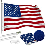 Load image into Gallery viewer, G128  6 Feet Tangle Free Spinning Flagpole (Silver) American USA Flag Brass Grommets Spun Polyester 3x5 ft (Flag Included) Aluminum Flag Pole