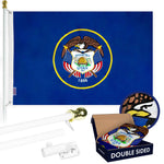Load image into Gallery viewer, G128  6 Feet Tangle Free Spinning Flagpole (White) Utah Double Sided Brass Grommets Embroidered 3x5 ft (Flag Included) Aluminum Flag Pole