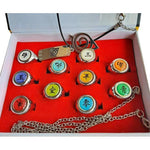 Load image into Gallery viewer, Naruto Akatsuki Rings Set 10pcs With Necklace And Chain Cosplay Itachi Gift Box