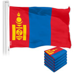 Load image into Gallery viewer, G128 5 Pack: Mongolia Mongolian Flag  3x5 Ft  LiteWeave Pro Series Printed 150D Polyester  Country Flag, Indoor/Outdoor, Vibrant Colors, Brass Grommets, Thicker and More Durable Than 100D 75D Poly